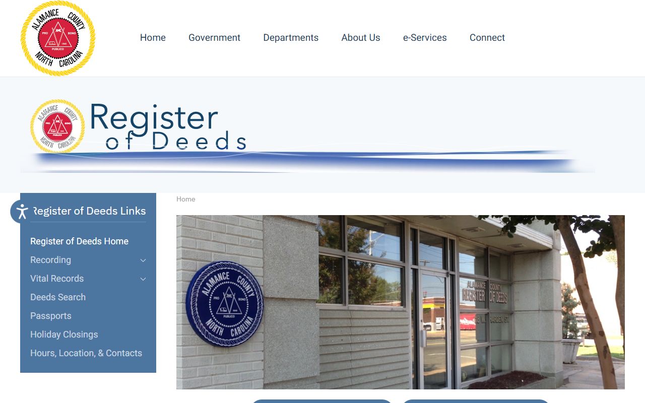 Alamance County Register of Deeds website for death index records