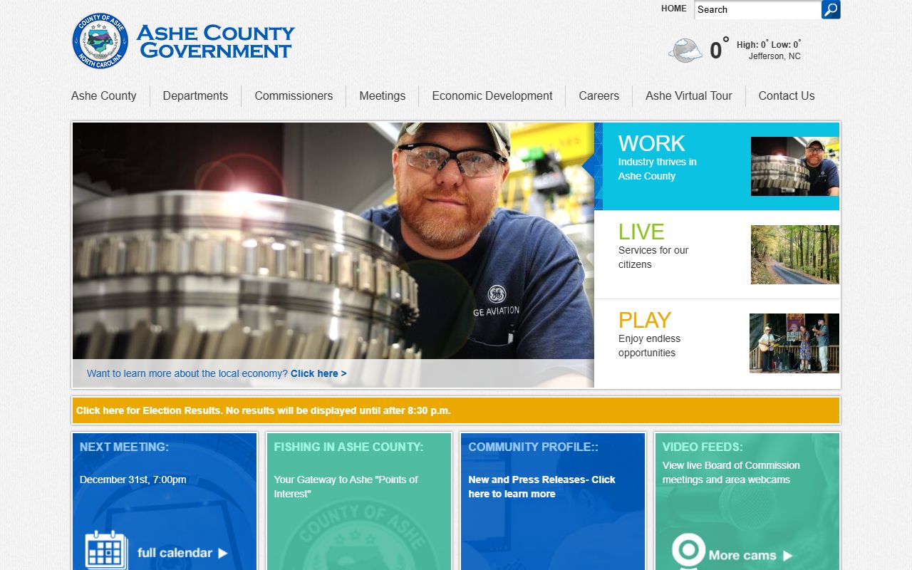 Ashe County government portal for death index records