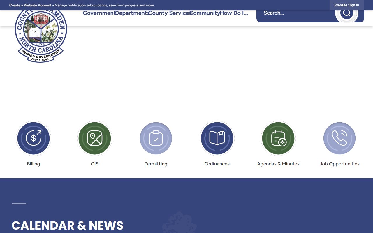 Camden County government website for death index records