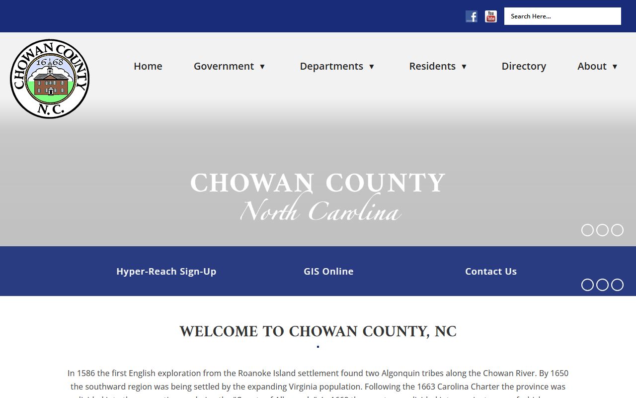 Chowan County government website for death record searches