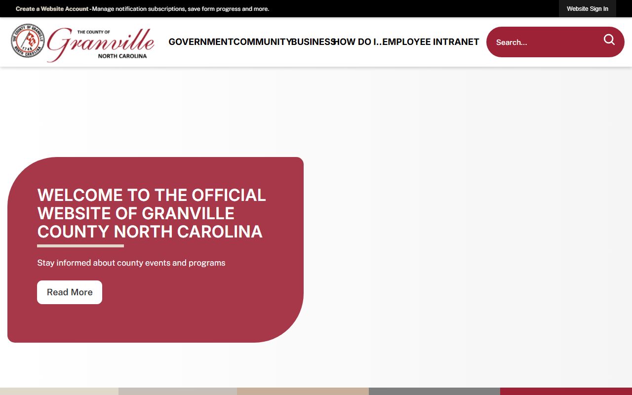 Granville County government website for death index records