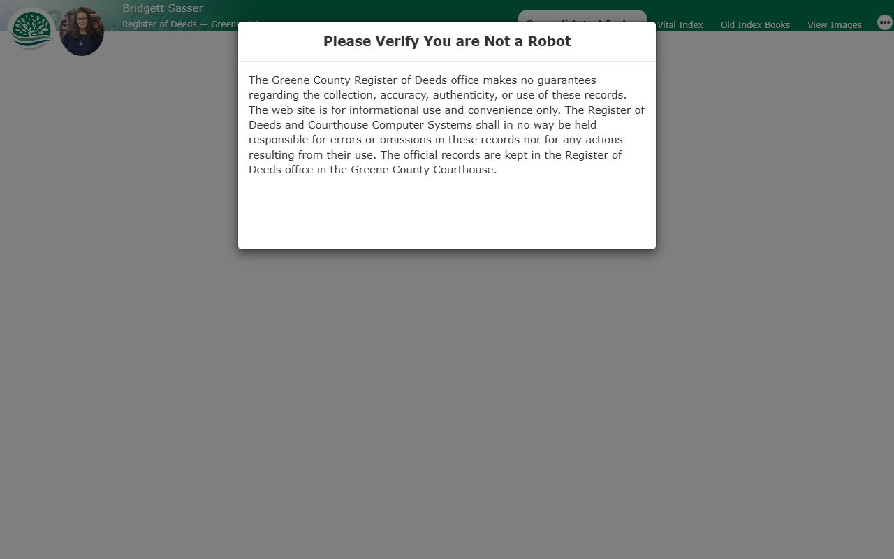 Greene County online records search for death index