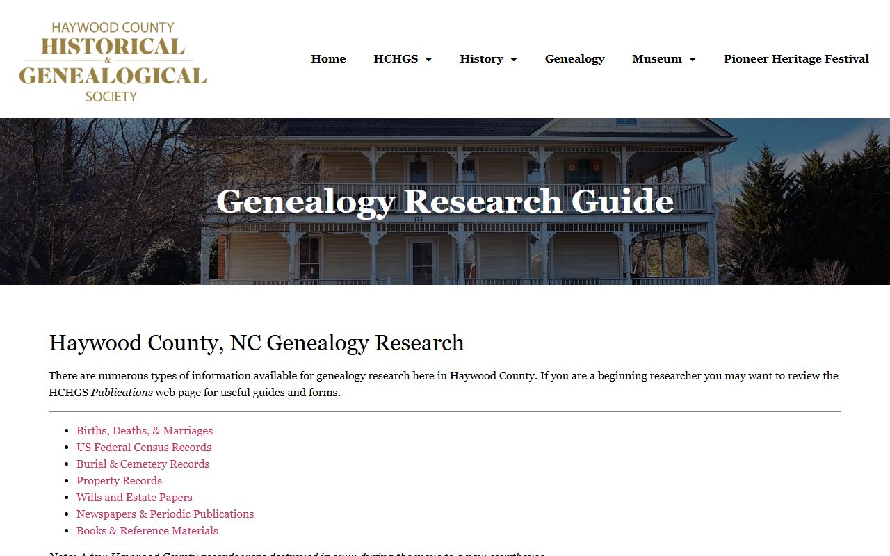Haywood County genealogy resources for death index research