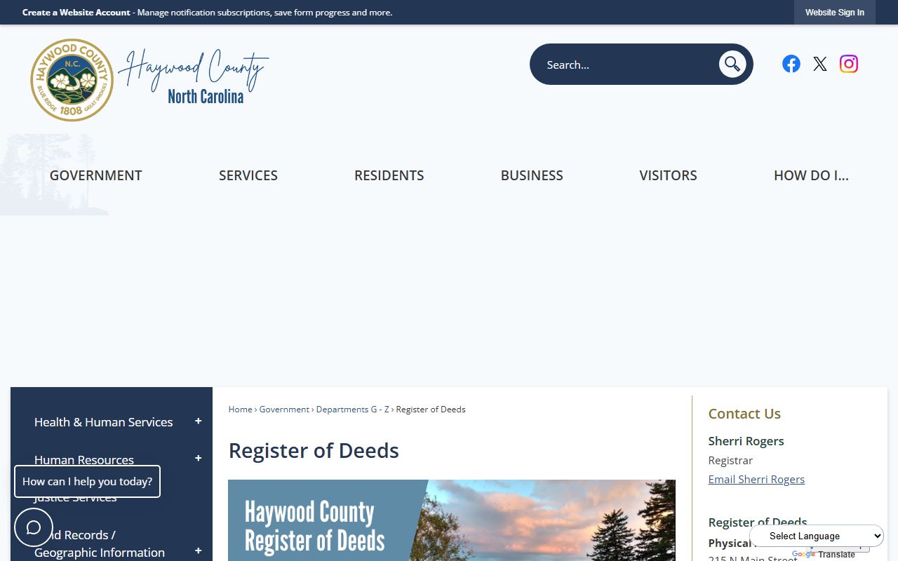 Haywood County Register of Deeds for death index searches