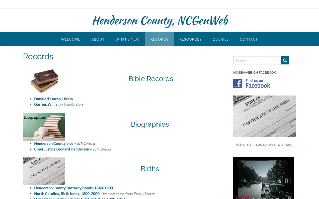 Henderson County genealogy records for death index research
