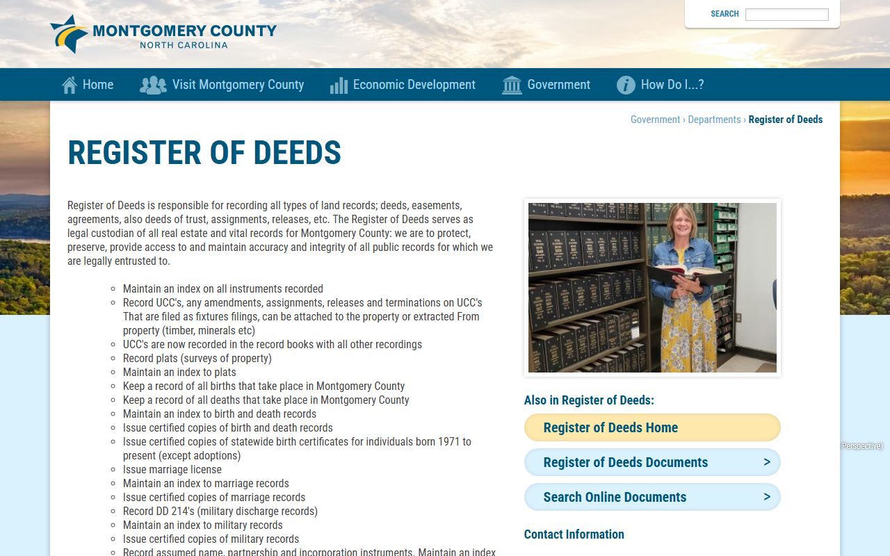 Montgomery County Register of Deeds office for death records
