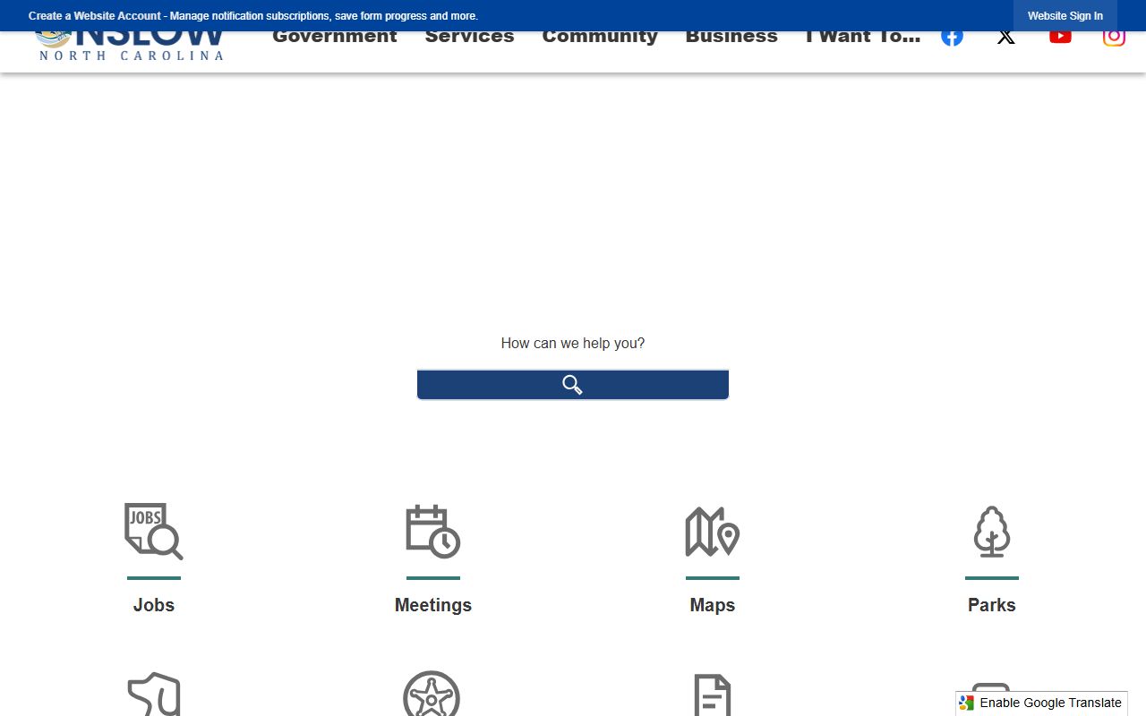 Onslow County government portal for death records