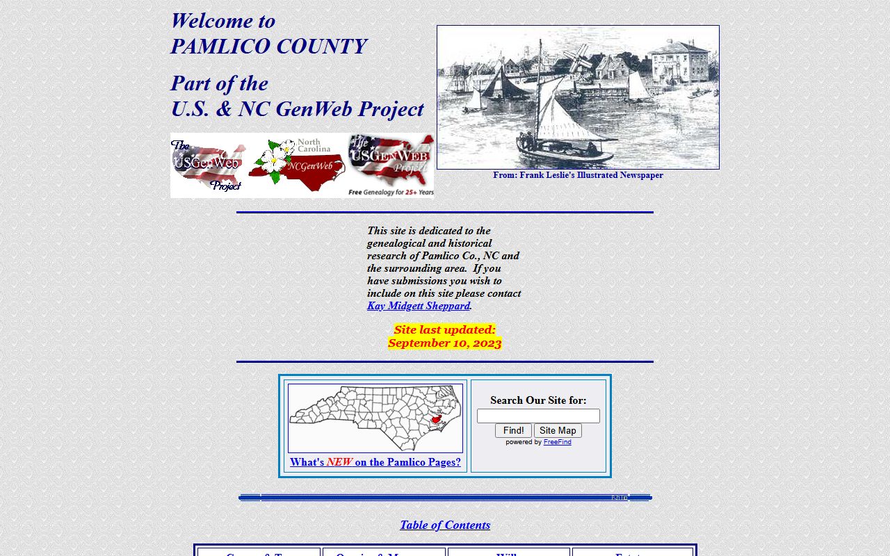 Pamlico County NCGenWeb genealogy resources for death records