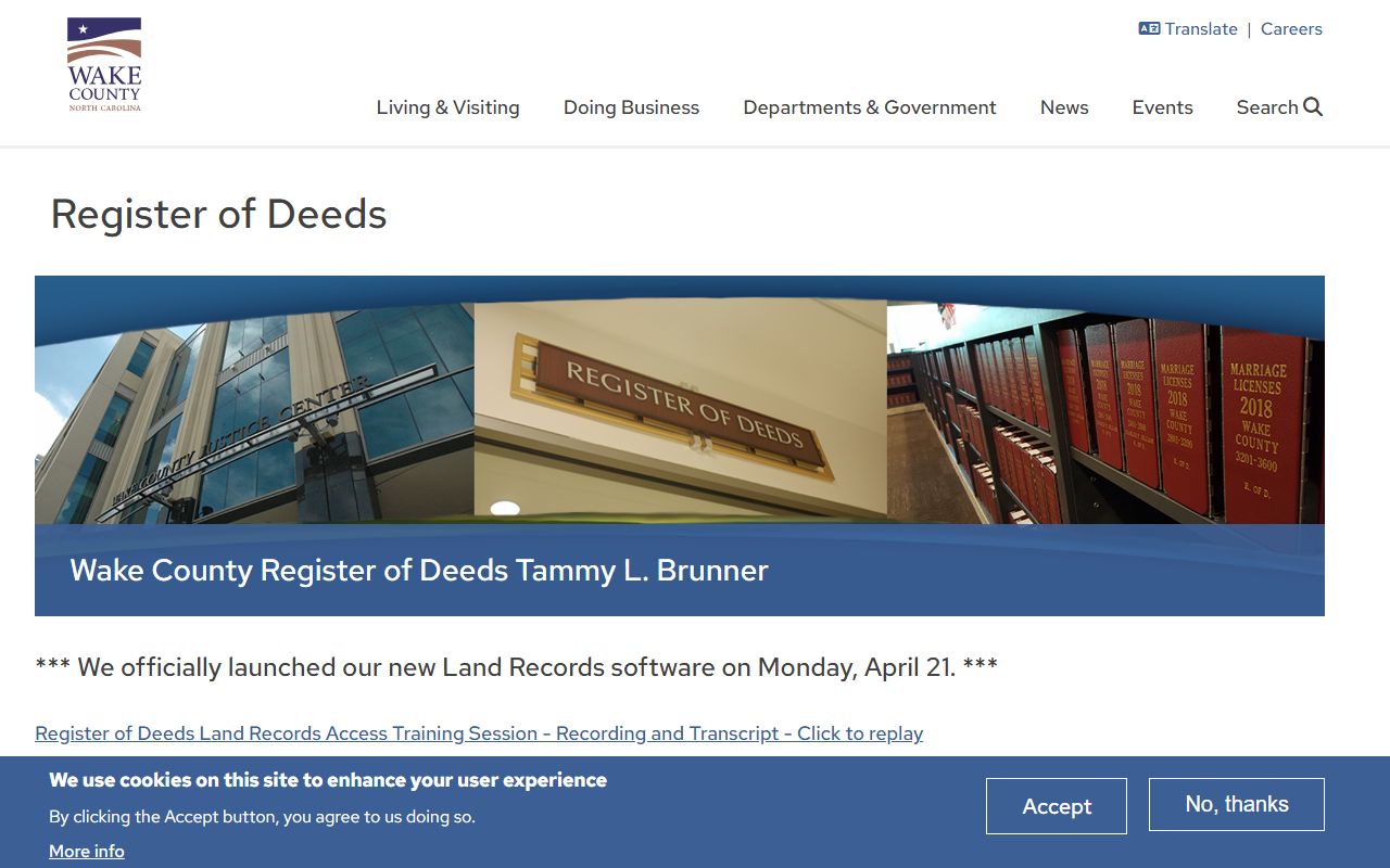 Wake County Register of Deeds website for death index records