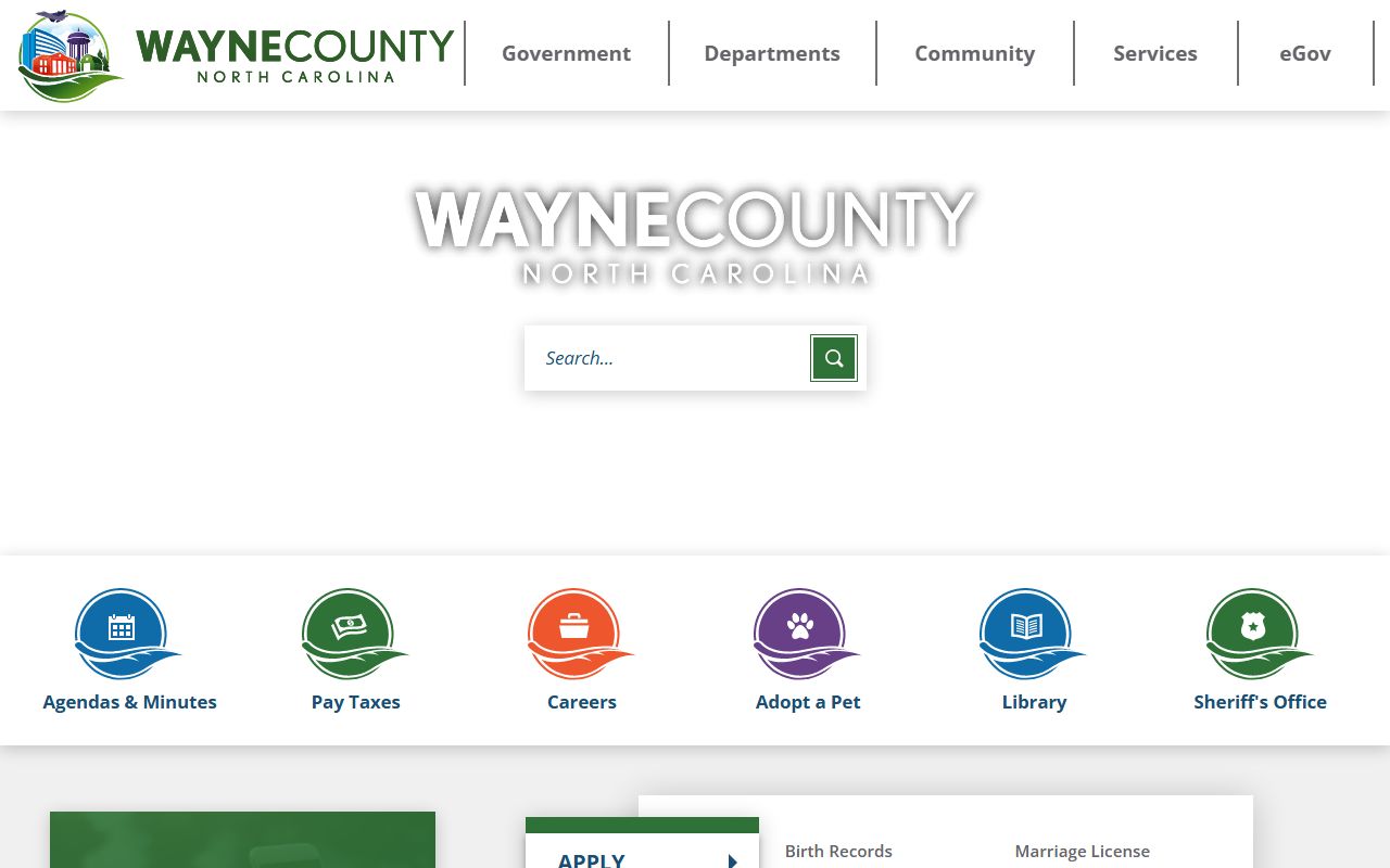 Wayne County government website for death index records