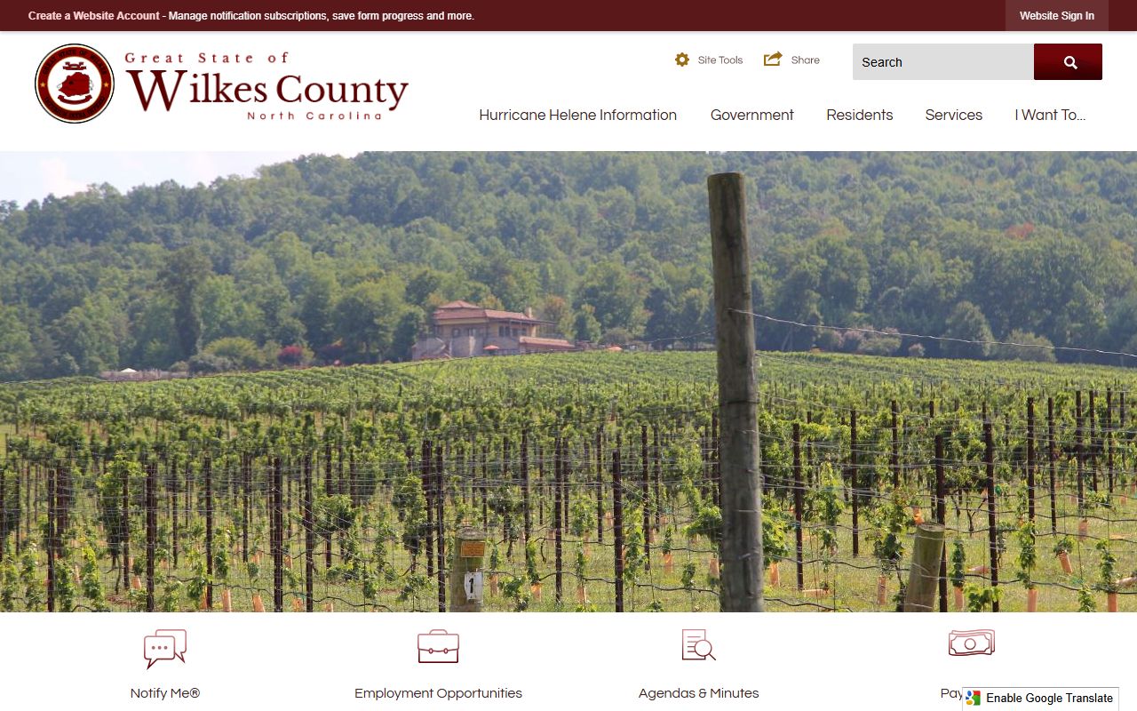 Wilkes County government website for death index records
