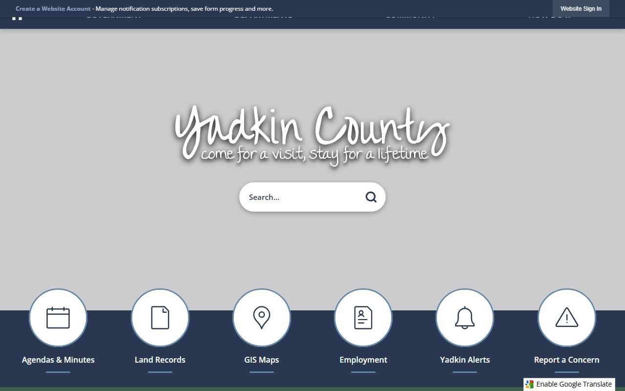Yadkin County government website for death index records
